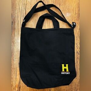 New History Channel Black Tote Bag with Adjustable Strap